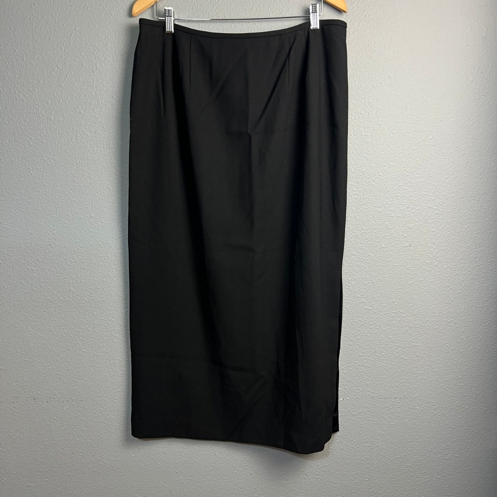 Dress Barn Black Midi Skirt‎ Women's Size 16 Career Pencil Slit Lined Closet